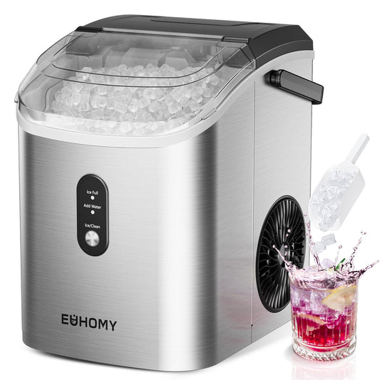 EUHOMY Portable Nugget Ice Maker Countertop Auto-Cleaning Sonic Includes 2 Bottles of Cleaner - Euhomy