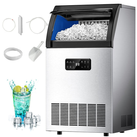 Euhomy Freestanding Ice Maker, 105 lbs/24H, Water Filter, Stainless Steel Build, Ideal for Restaurants & Bars