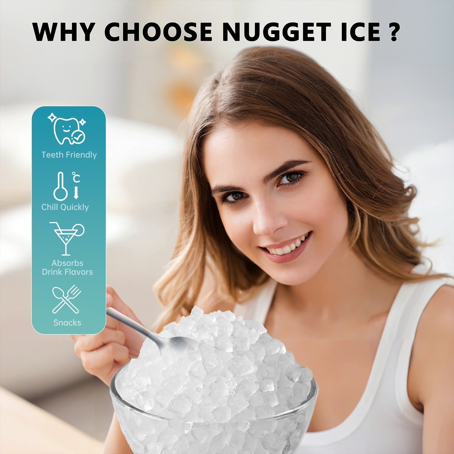 EUHOMY Portable Nugget Ice Maker Countertop Auto-Cleaning Sonic Includes 2 Bottles of Cleaner - Euhomy