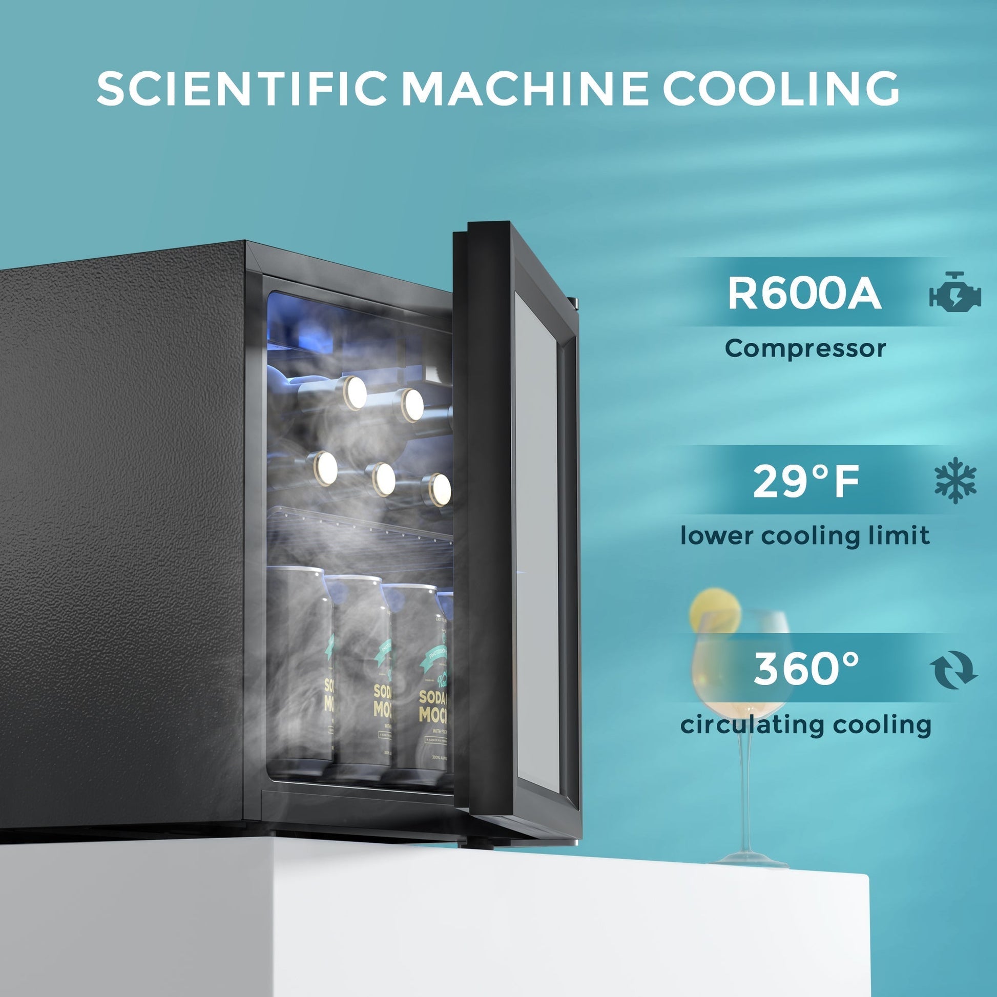 EUHOMY 55 Can Beverage Refrigerator Cooler-Mini Fridge Glass Door (1.3cu.ft) Wine Cooler - Euhomy