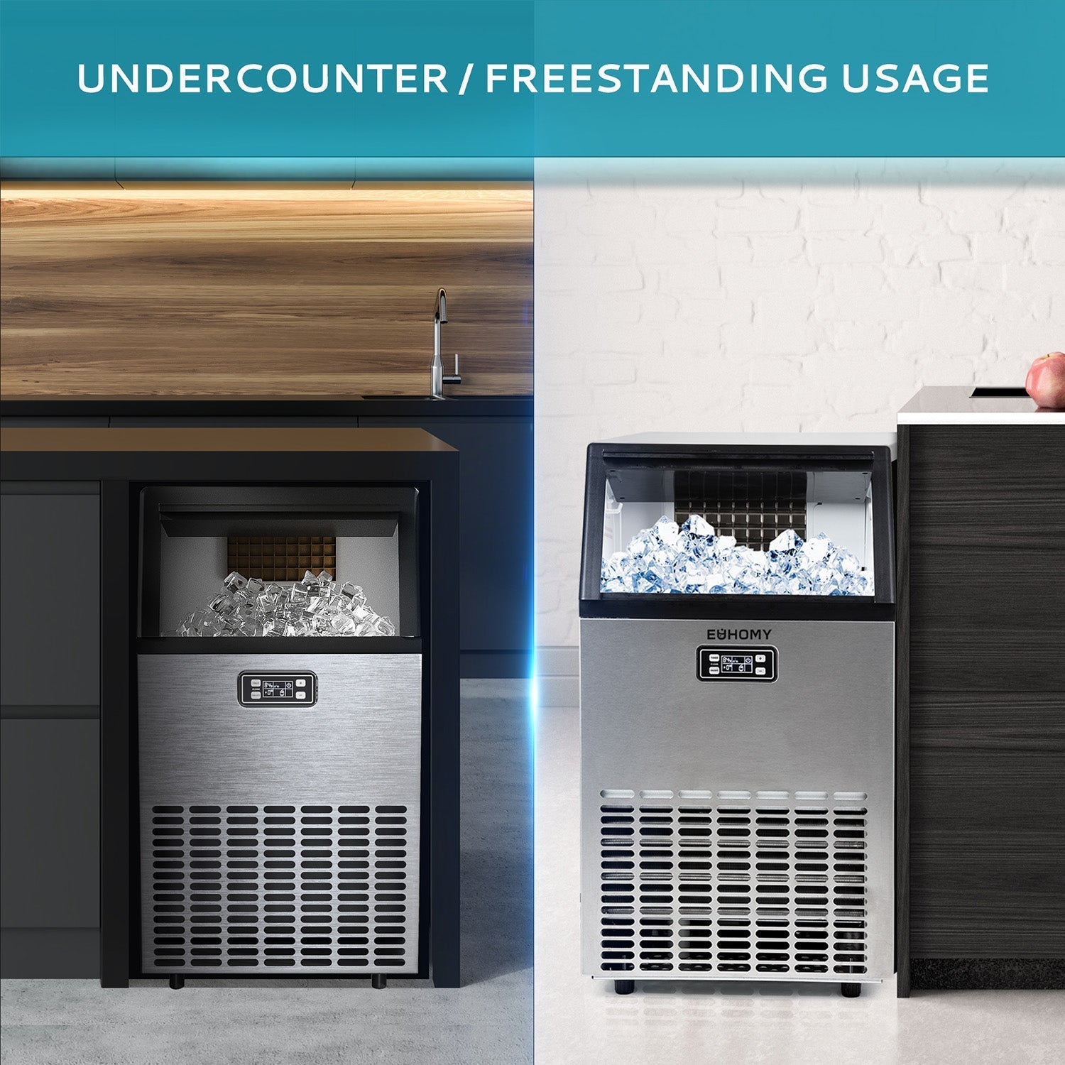 EUHOMY Excellent Storage Container Undercounter Commercial Ice Machine Includes 2 Bottles of Cleaner - Euhomy