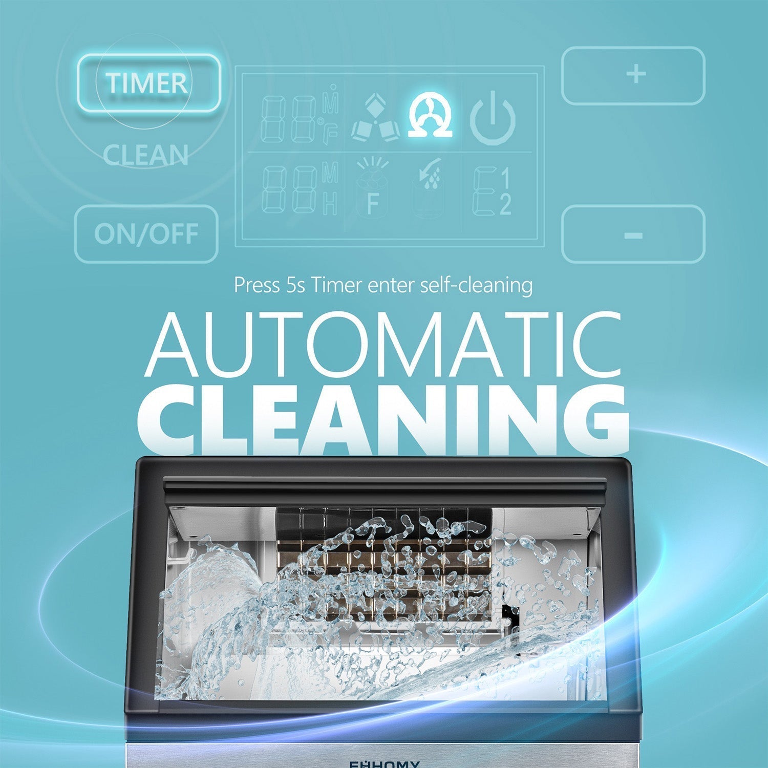 EUHOMY Excellent Storage Container Undercounter Commercial Ice Machine Includes 2 Bottles of Cleaner - Euhomy