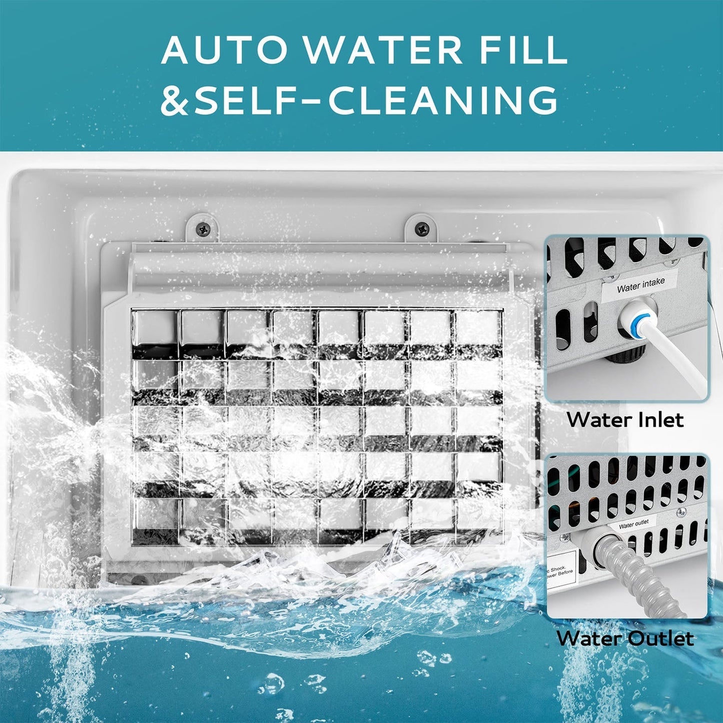 EUHOMY Free Standing Commercial Ice Machine 24LBS Fast Ice Making Includes 2 Bottles of Cleaner - Euhomy