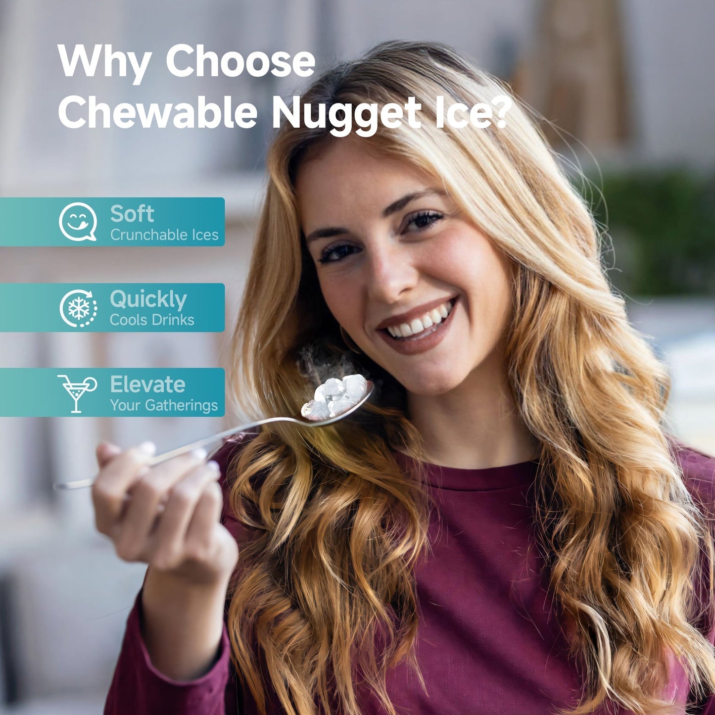 EUHOMY Pearl U1 Portable Nugget Ice Maker Countertop - 35Lbs/24H, 8 Mins Fast Chewable Clear Ice, Self-Cleaning